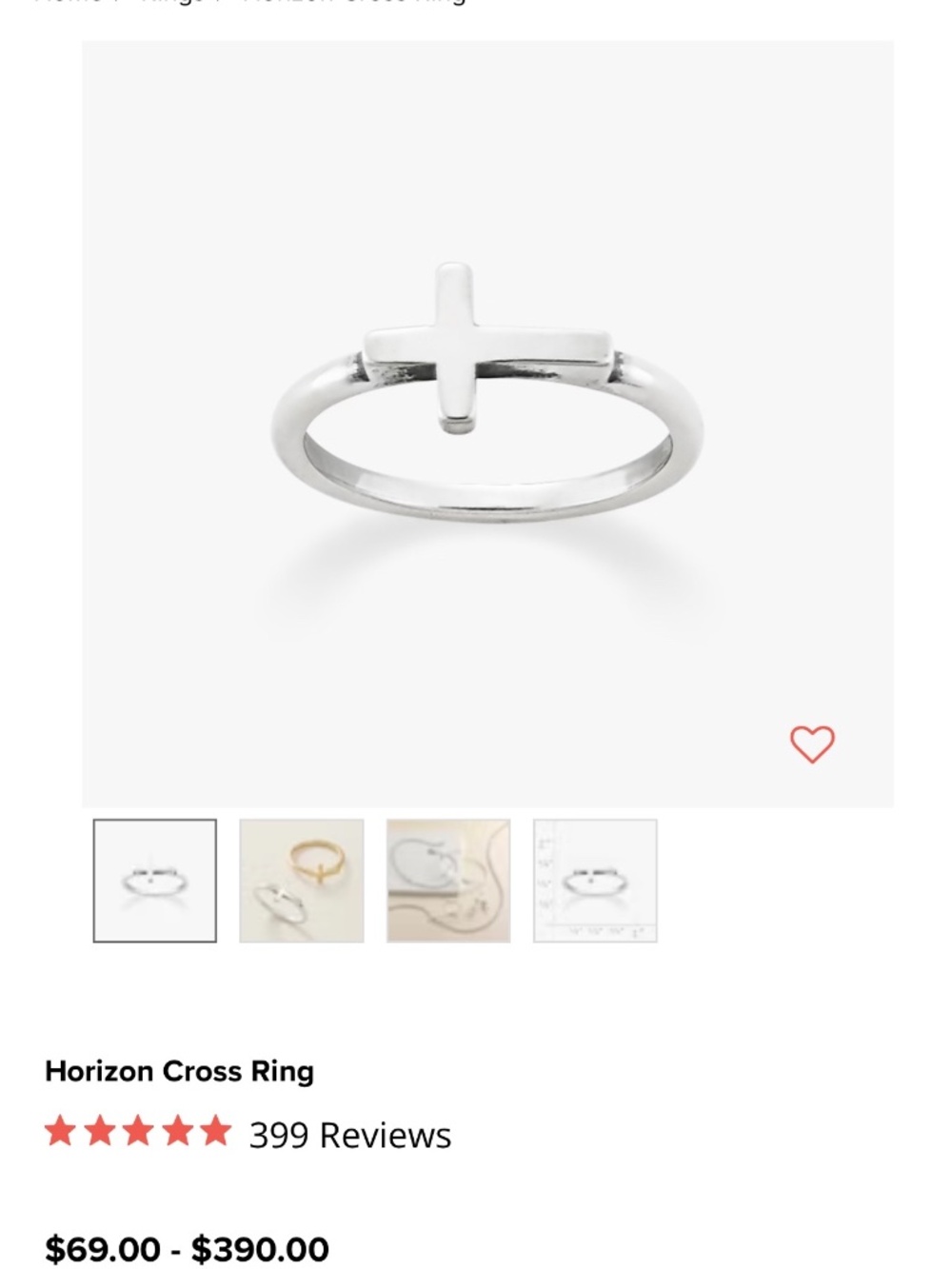 James Avery Horizon Cross Ring Size 8.5 - Picture 3 of 3